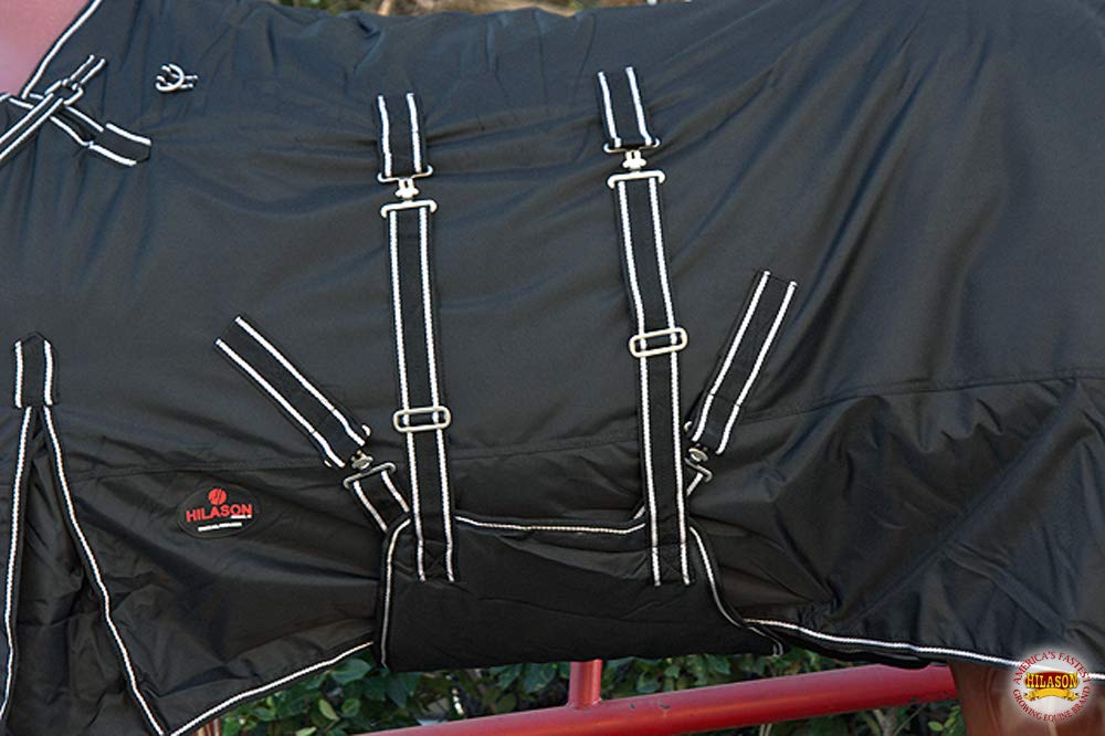 Hilason Black 84 In 1200D Winter Waterproof Poly Horse Blanket Belly Wrap Black | Horse Blanket | Horse