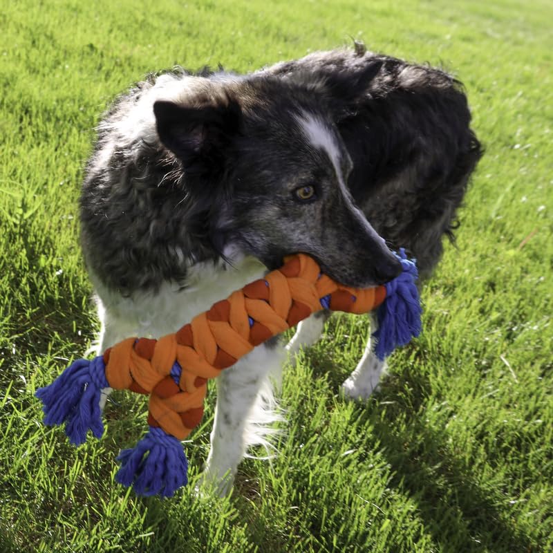 KONG Rope Rally Tug and Play Dog Toy - Durable Woven Fleece for Fetching, Tugging - Assorted Color, Model RRY21