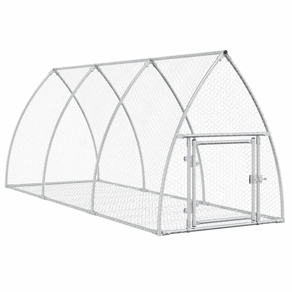 vidaXL Rabbit Hutch Silver 118.1x41.3x47.2 Galvanized Steel