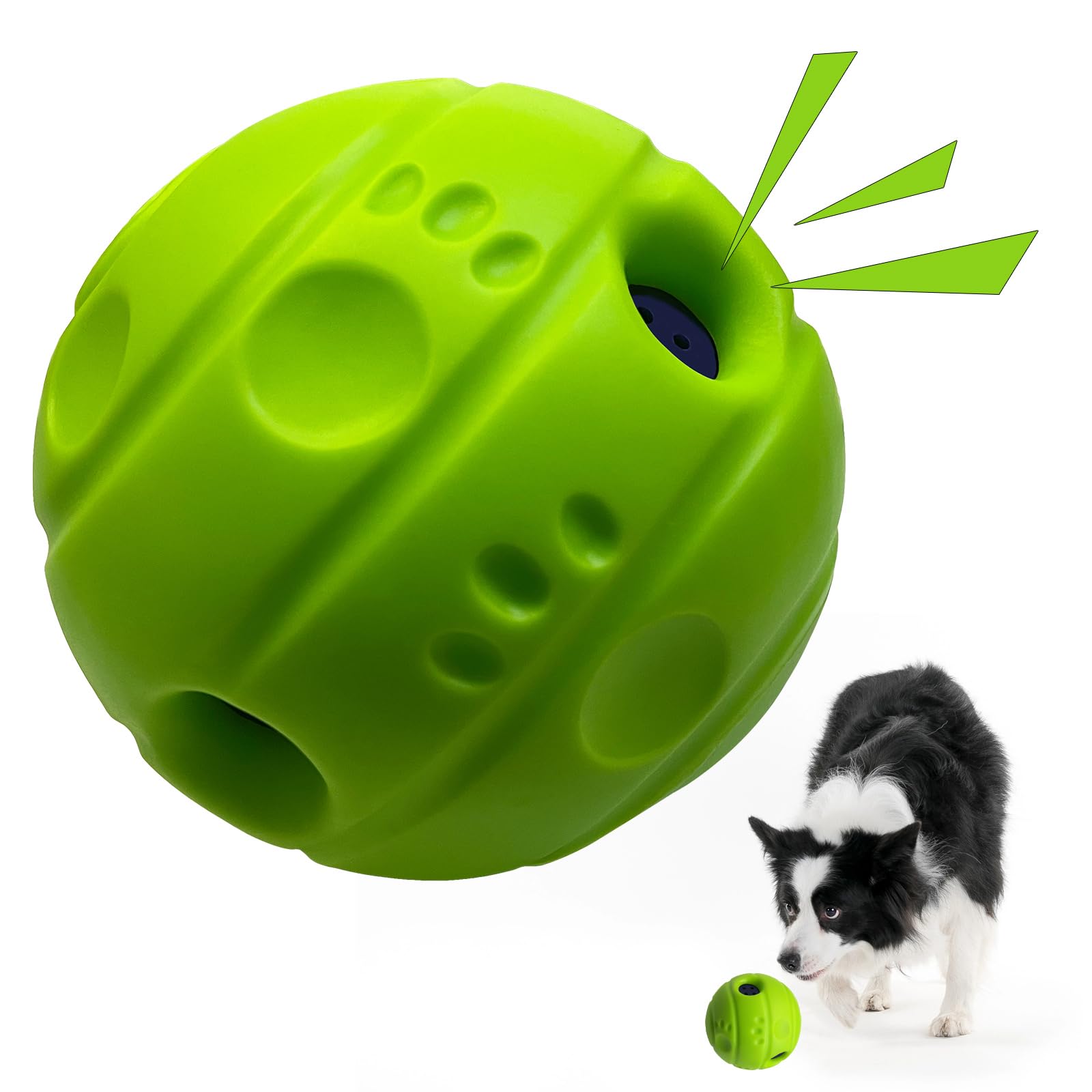 SHAKE AND LAUGH Dog Toys Ball, Interactive Dog Ball, No Paint, Gibbering Sound with Surface Concave Lines, L, 3.94 in (10 cm)