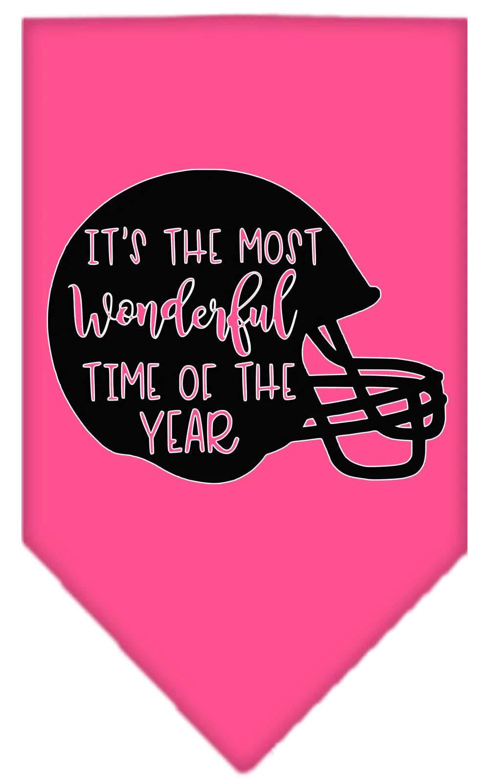 Pet and Dog Bandana Screen Printed, "It's The Most Wonderful Time Of The Year (Football)" Red Large