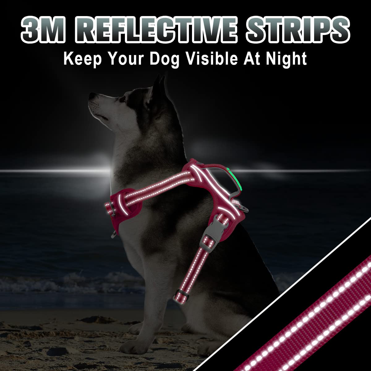 Barkbay No Pull Dog Harness Large Step In Reflective Dog Harness With Front Clip And Easy Control Handle For Walking Training Ru