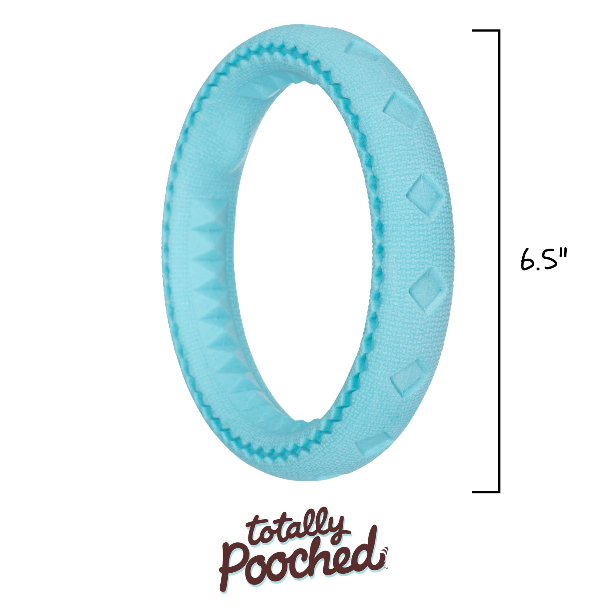 Messy Mutts Chew n' Tug Ring Dog Toy - Durable TPR, 6.5”, Teal, Model TP301MT, Perfect for Tough Chewers