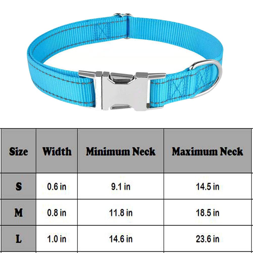 Love Dream Reflective Dog Collar With Metal Buckle, Adjustable Safety Nylon Dog Collars With Heavy Duty Quick Release Buckle For