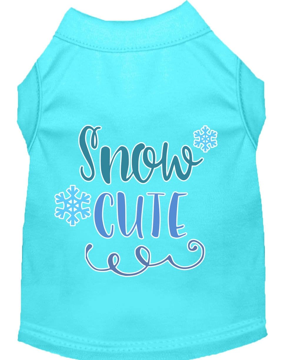 Christmas Pet Dog & Cat Shirt Screen Printed, "Snow Cute" Aqua LG (10-14 lbs.)