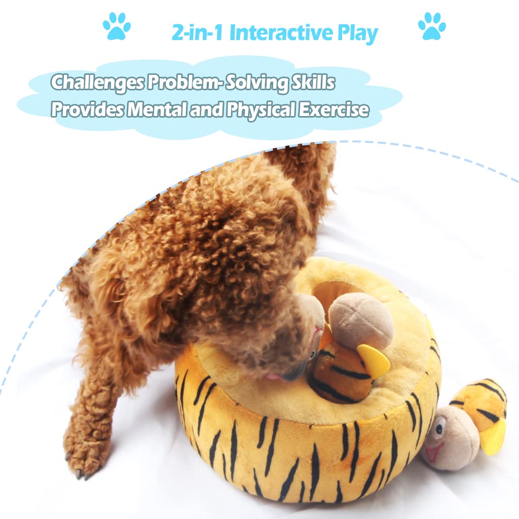Ifoyo Hide And Seek Plush Dog Toy Squeaky Bee Interactive Puppy Toys, Durable Enrichment Toys For Mental Stimulation Anxiety Rel