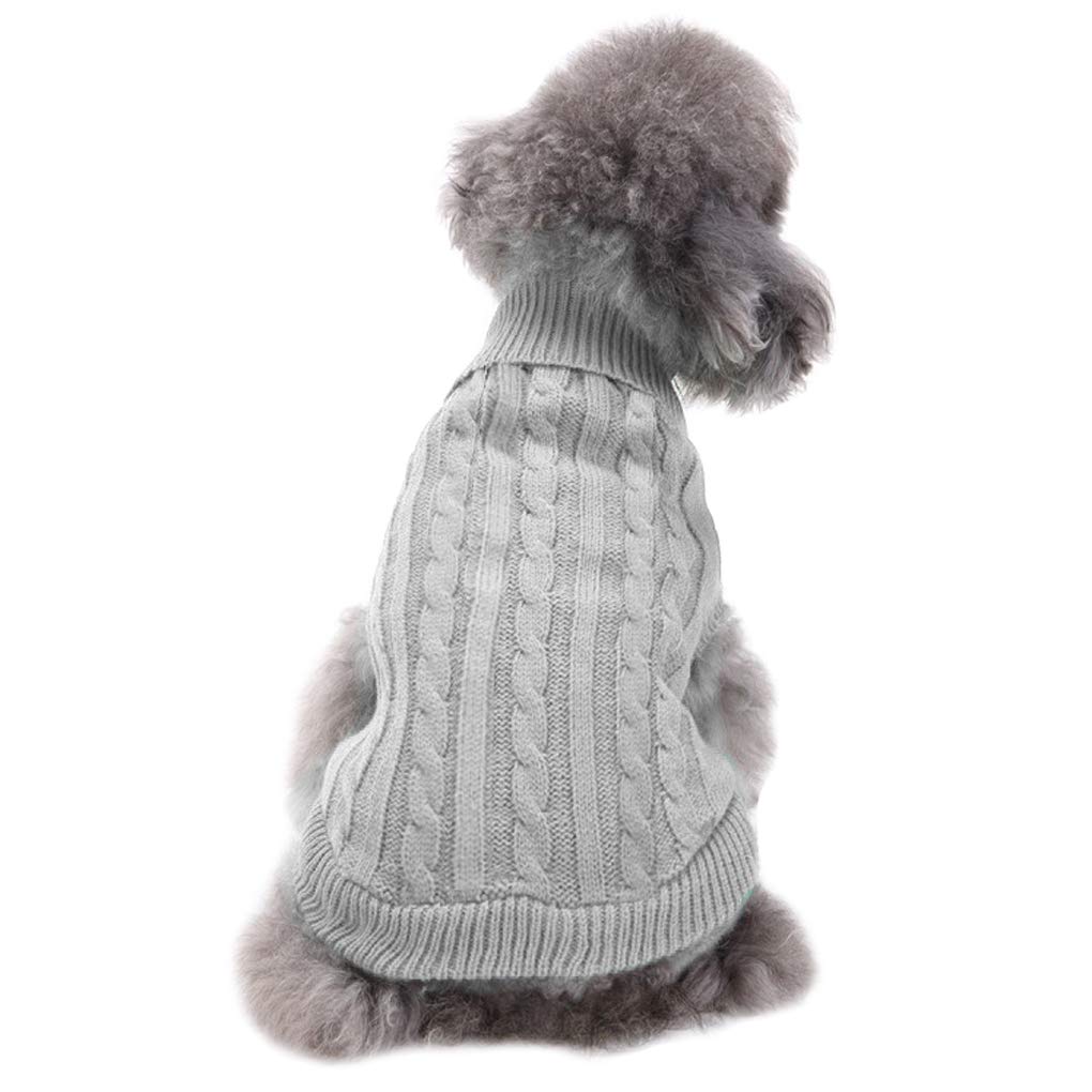 Chborchicen Small Dog Sweaters Knitted Pet Cat Sweater Warm Dog Sweatshirt Dog Winter Clothes Kitten Puppy Sweater (Large, Grey)