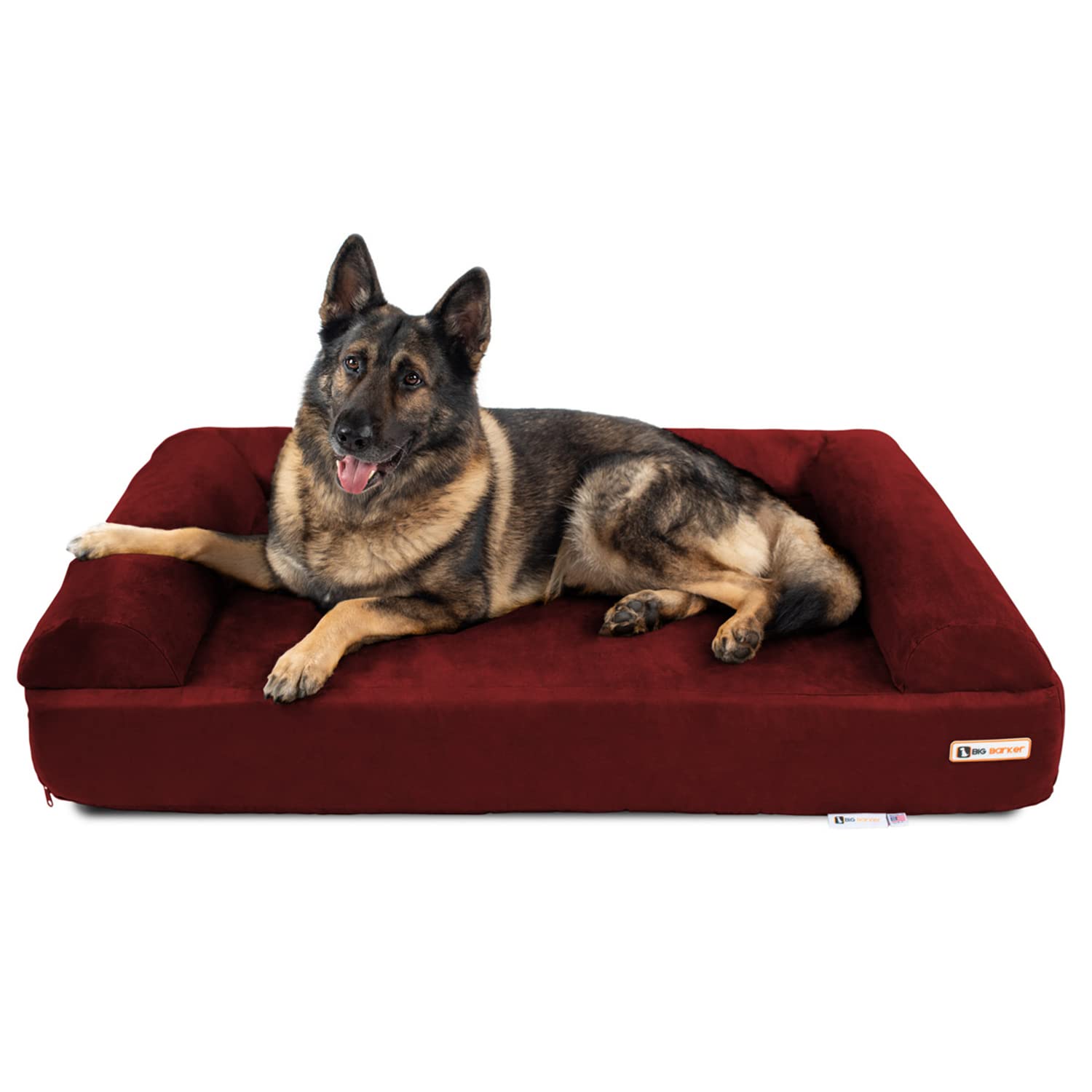 Barker Beds Extra Large Dog Sofa Bed (Xl, Burgundy) - 7 Thick Soft & Comfortable Orthopedic Cushion - Durable Extra Large Dog 