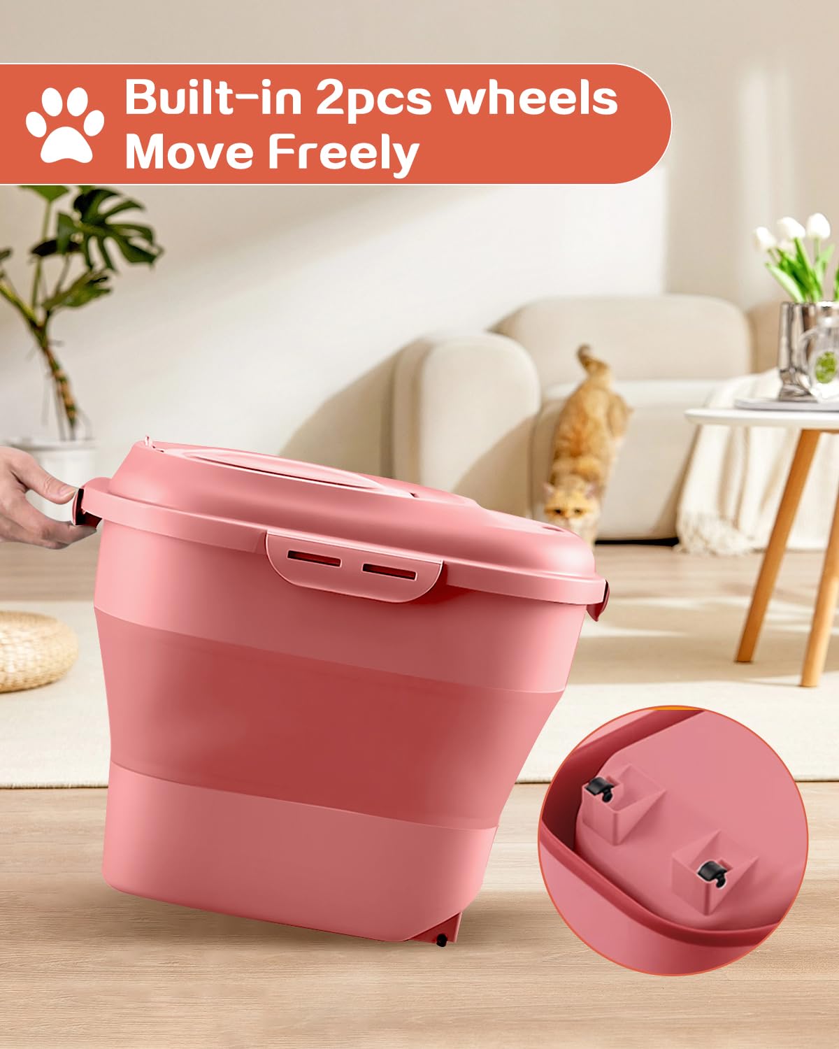 ANVS Dog Food Storage Container - Collapsible Dog Food Container with Airtight Lids, Scoop and 2.5L Small Pet Food Storage Conta