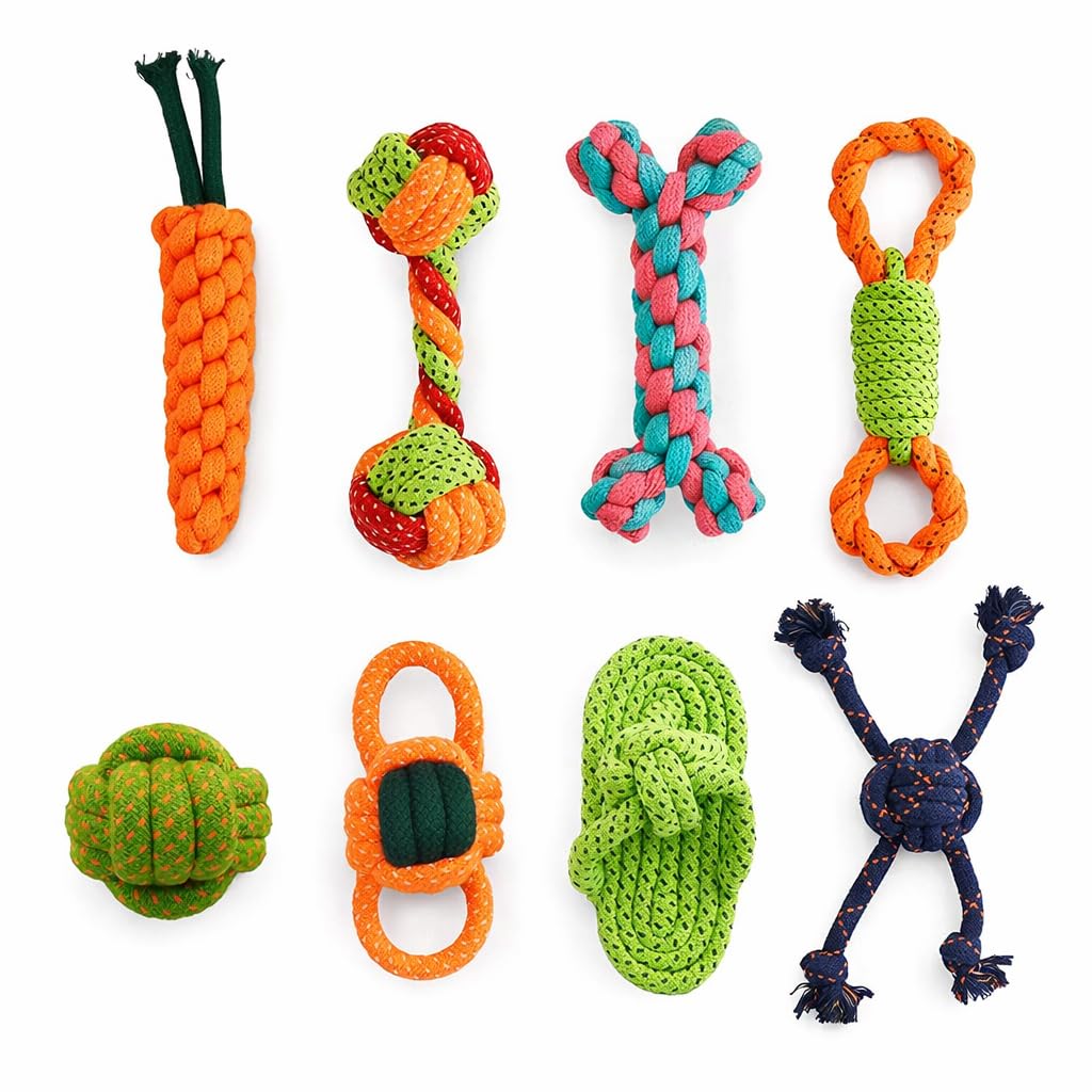 Kittupet Rope Dog Chew Toy | Cotton Chew Toys | Interactive Pet Toy Set | Washable Teething Toys For Small & Medium Dogs | Multi