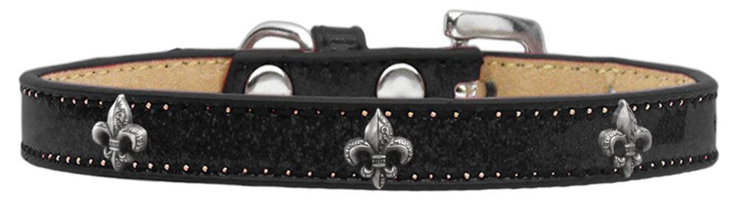 Dog, Puppy & Pet Widget Ice Cream Collar, Silver Fleur De Lis Purple 18