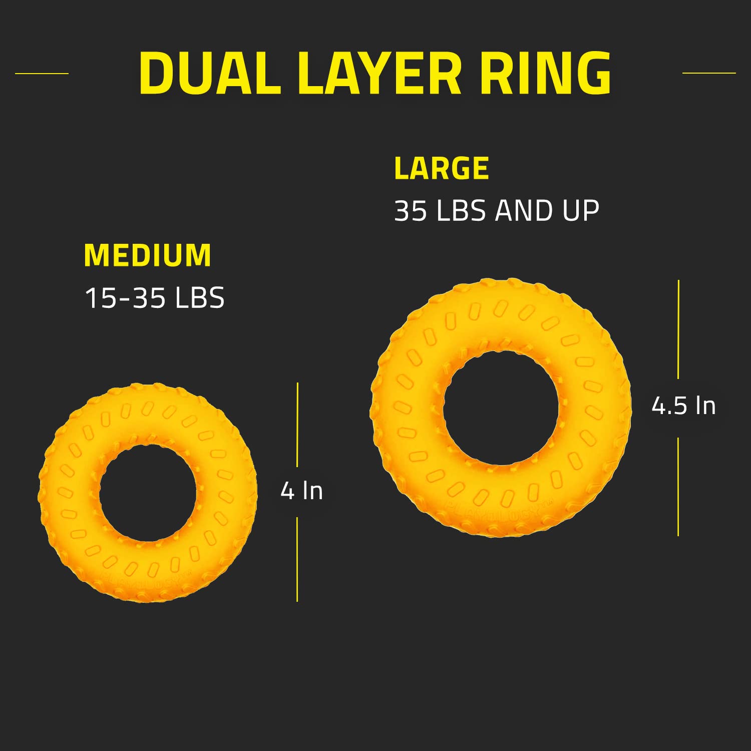 Playology Large Dual Layer Ring Toy for Aggressive Chewers - Cheddar Cheese Scented, Durable & Non-Toxic Dog Chew - Easy to Clean, Orange