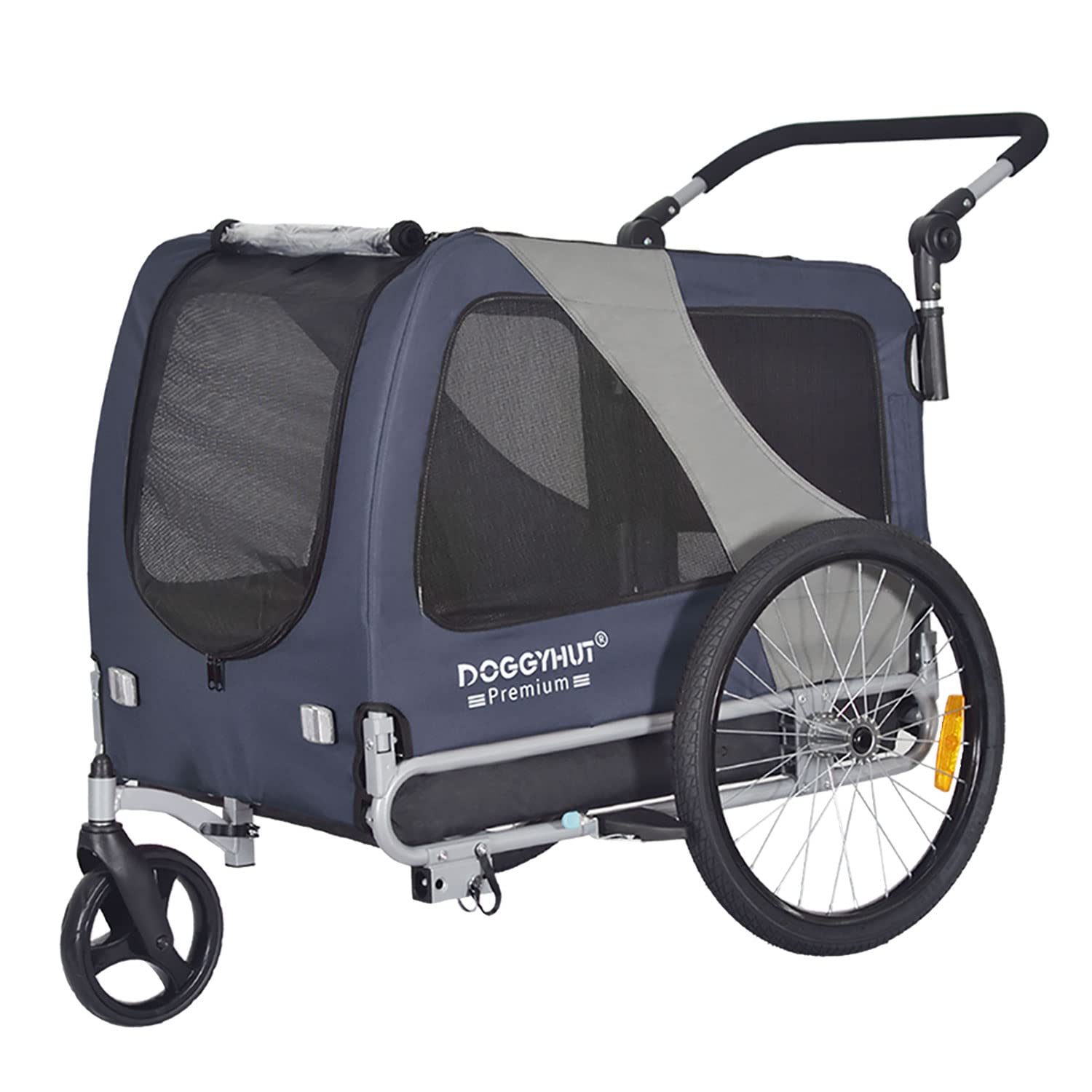 Doggyhut Premium Pet Bike Trailer & Stroller For Small,Medium Or Large Dogs,Bicycle Trailer For Dogs Up To 100 Lbs (Blue, Xl)