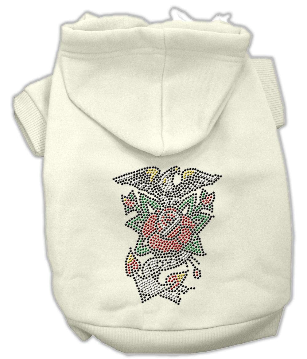 Pet, Dog & Cat Hoodie Nailhead Rhinestone, "Eagle Rose" Black XS (0-3 lbs.)