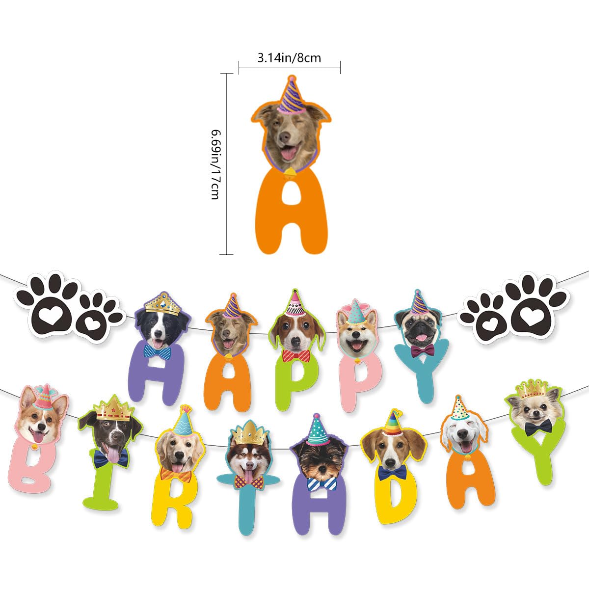 Agirlvct Dog Birthday Party Supplies, Girl Dog Puppy Theme Birthday Decorations,Dog Birthday Hat,Bow Tie,Bandana,Banner for Smal