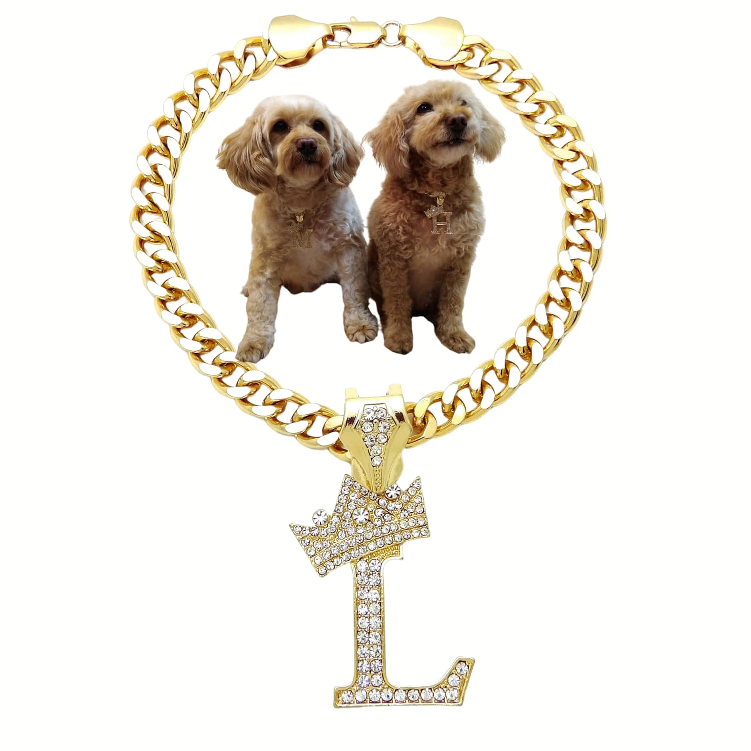 Initial Letter Cuban Chain Dog Chain Pet Chain Pet, Cat, Puppy Necklace (L, 24')