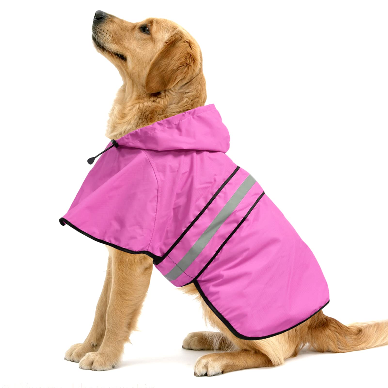 Ezierfy Waterproof Dog Raincoat - Adjustable Pet Rain Coat, Lightweight Dog Hooded Slicker Poncho Rain Jacket For Small To X- Large Dogs And Puppies (Pink, X-Large)