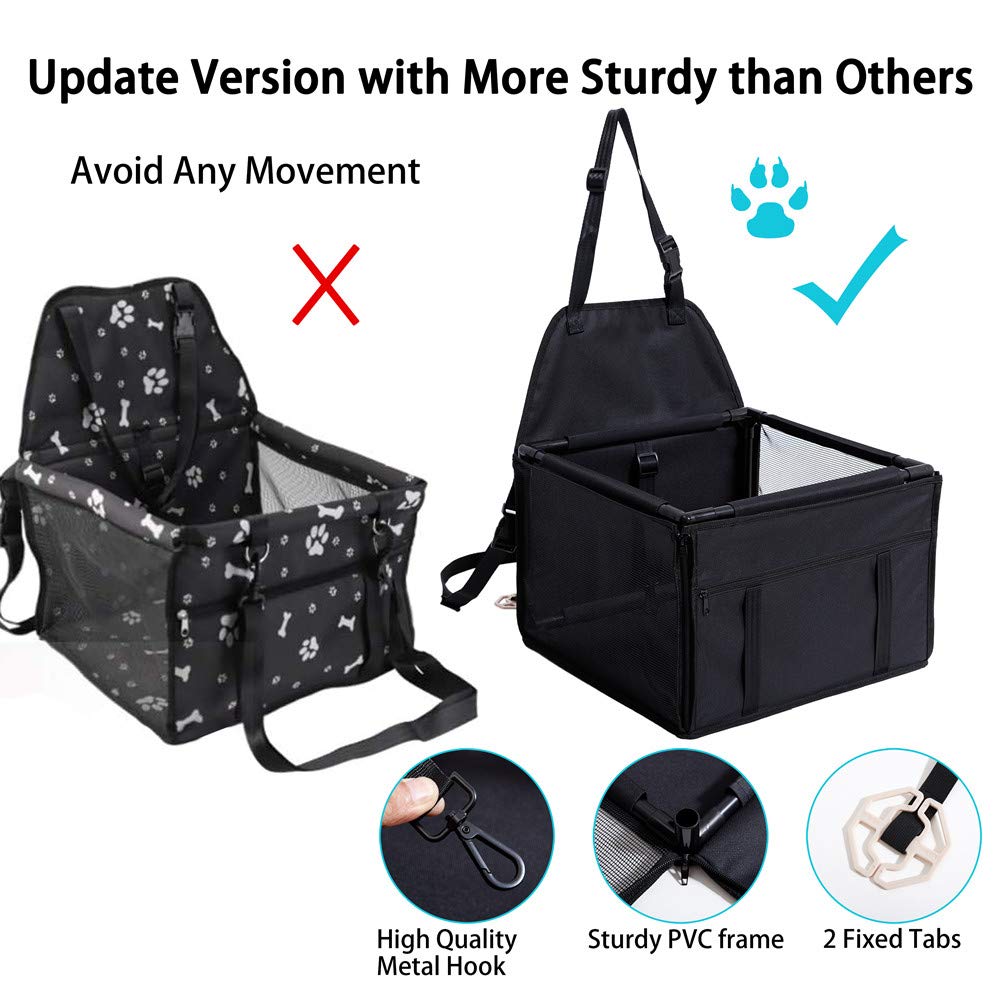 Genorth Small Dog Car Seat Puppy Pet Seats For Cars Vehicles Small Dogs Upgrade Washable Portable Pet Booster Seat For Car With Clip-On Safety Leash,Perfect For Small Pets(Black)