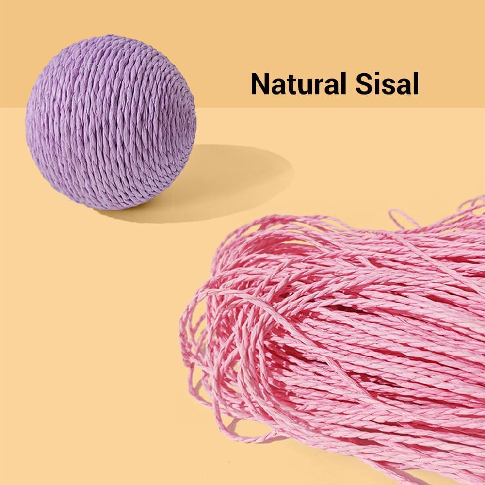 Silvewillo Extra Large 4-Inch Cotton Yarn Fluffy Soft Scratch Cat Ball Toy (Purple)