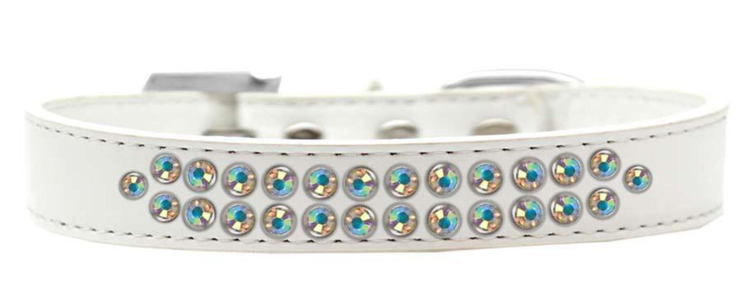 Mirage Pet Products Two Row AB Crystal Lavender Dog Collar, Size 12