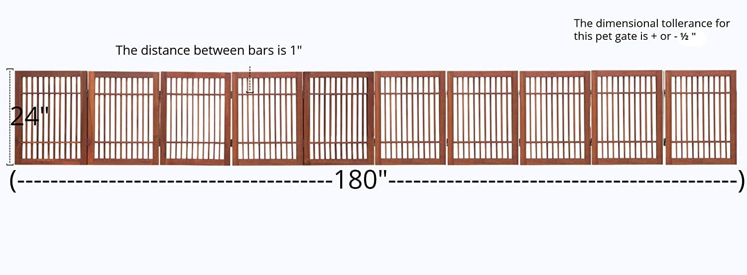 Urnporium Pet Dog Gate Strong and Durable Freestanding Folding Acacia Hardwood Portable Wooden Fence Indoors or Outdoors Foldabl