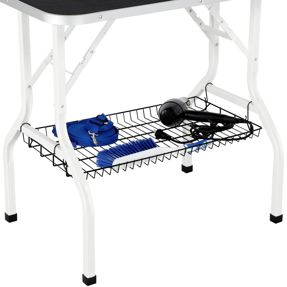 Costoffs Foldable Pet Dog Grooming Table With Basket Adjustable Arm Double Tether Salon Table For Small Medium Dogs/Cats 160Cm High Black