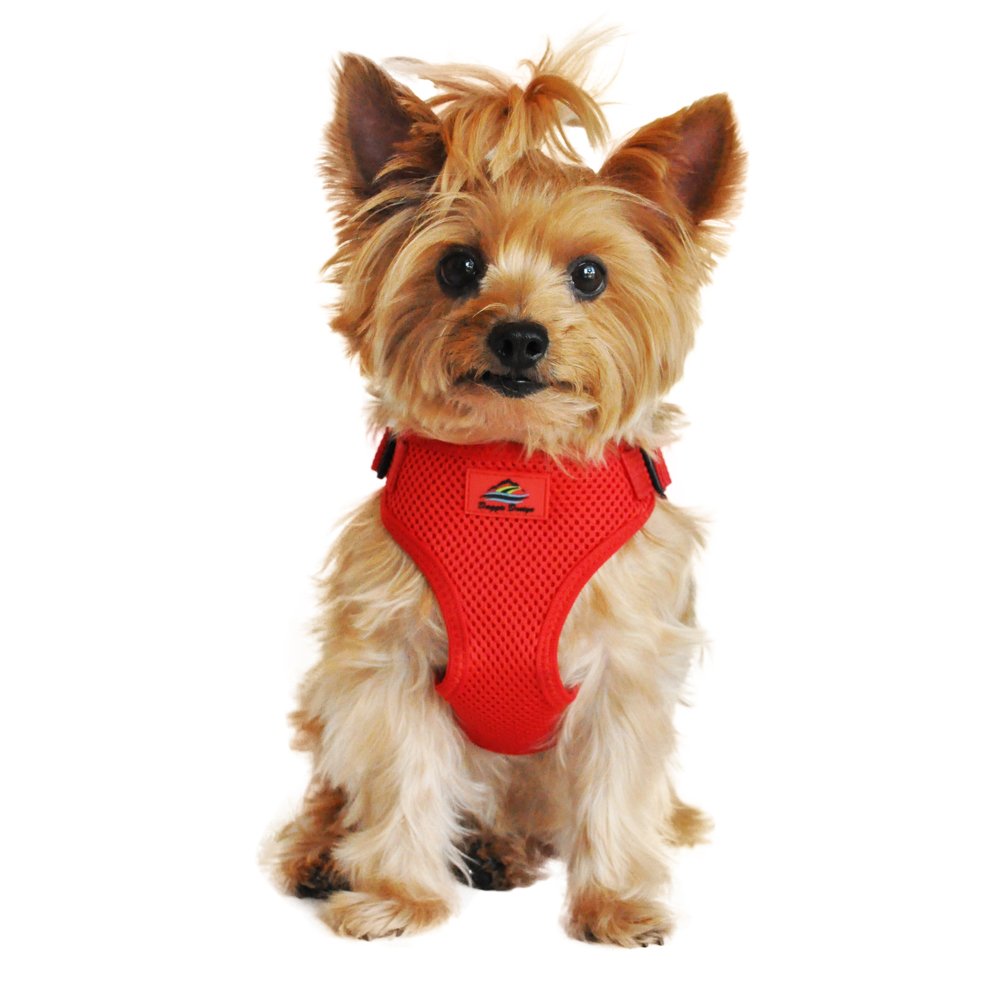 Doggie Design Soft Lightweight Wrap And Snap Choke Free Dog Harness - Flame Red (L)