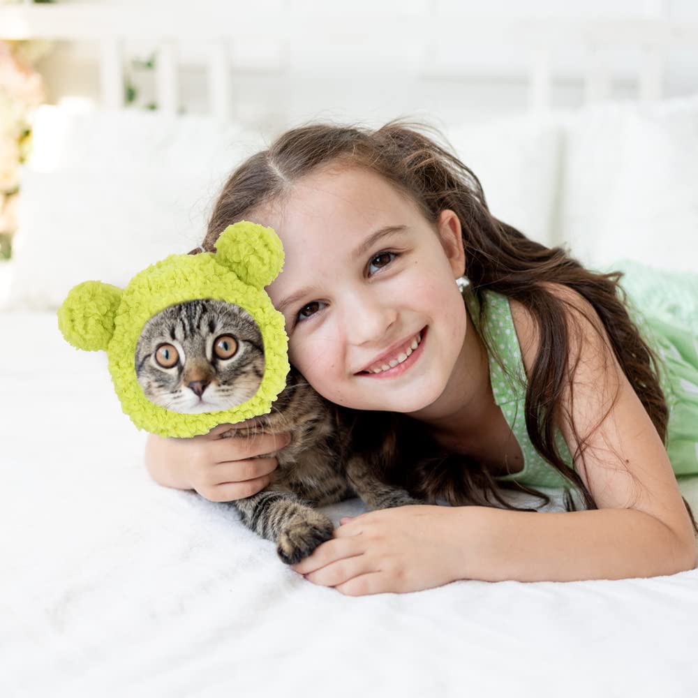 Joicee Cute Cat Costume Warm Bear Hat For Cat Adjustable Soft Small Pet Headwear Bear Hat For Cat Puppy Dog (Avocado Color)