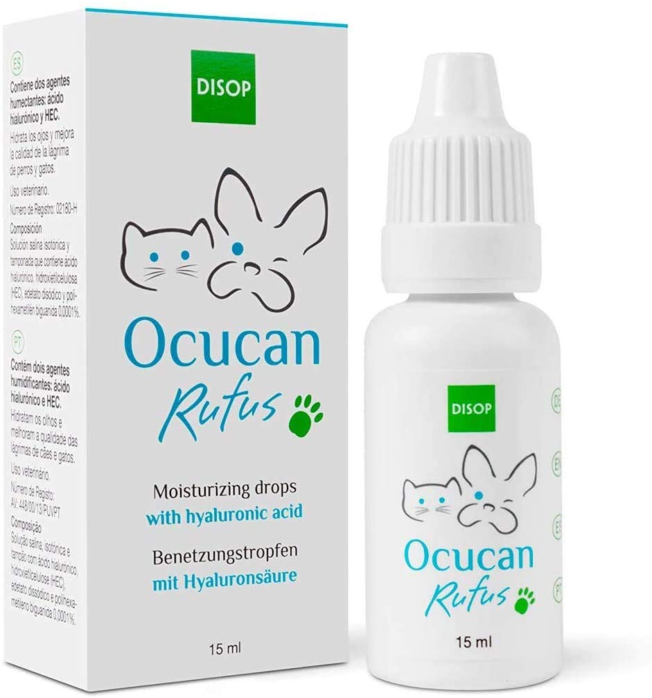 Ocucan Moisturizing Eye Drops for Dogs and cats with Hyaluronic Acid Lubricating Relief Lube for Pets Dry Eyes Multidose 15 ml