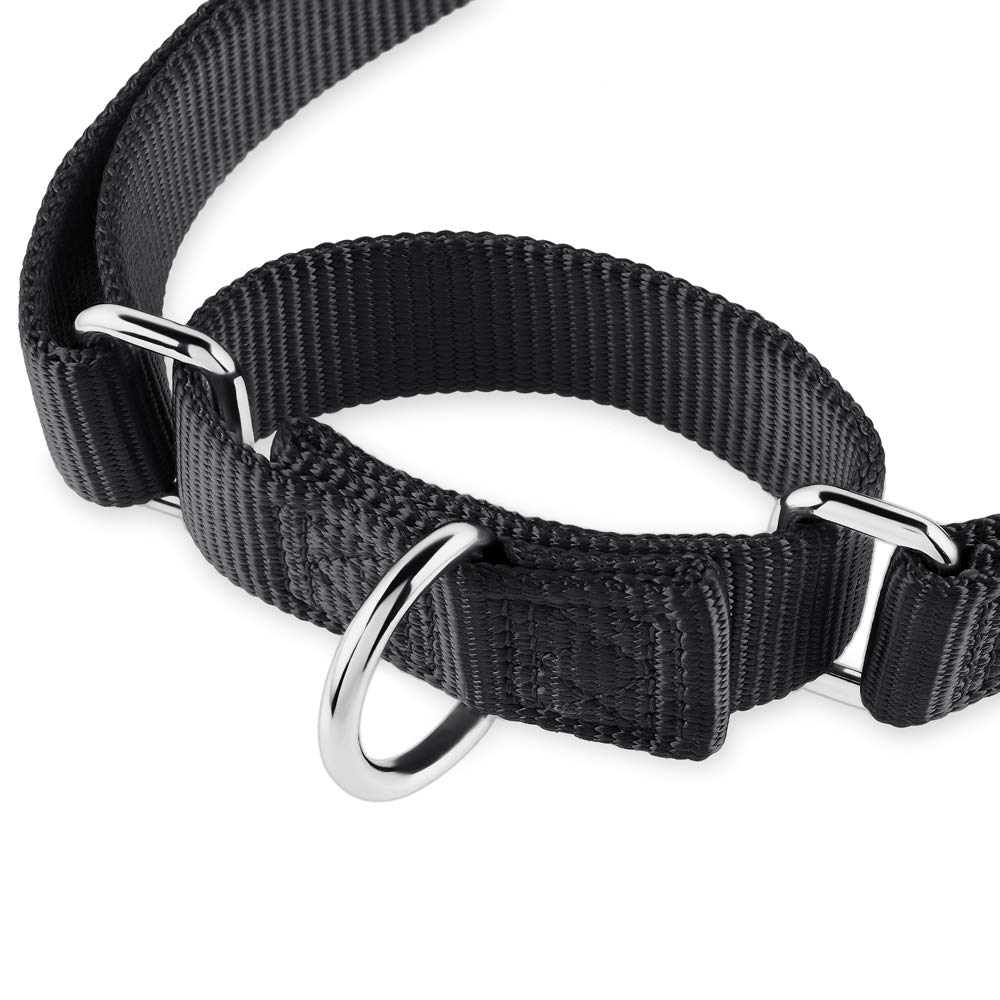 Premium Heavy Duty Nylon Anti-Escape Martingale Small Boy And Girl Dog Collar Safe And Comfort - Walking Training Daily Use(Small,Black)