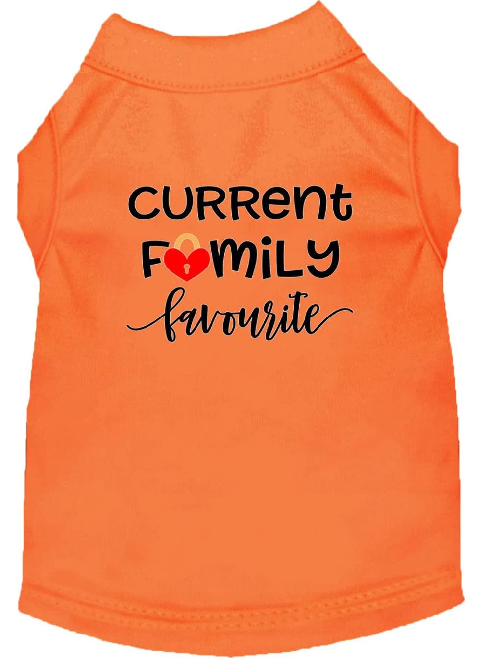 Pet Dog & Cat Shirt Screen Printed, "Current Family Favorite" Orange XS (0-3 lbs.)