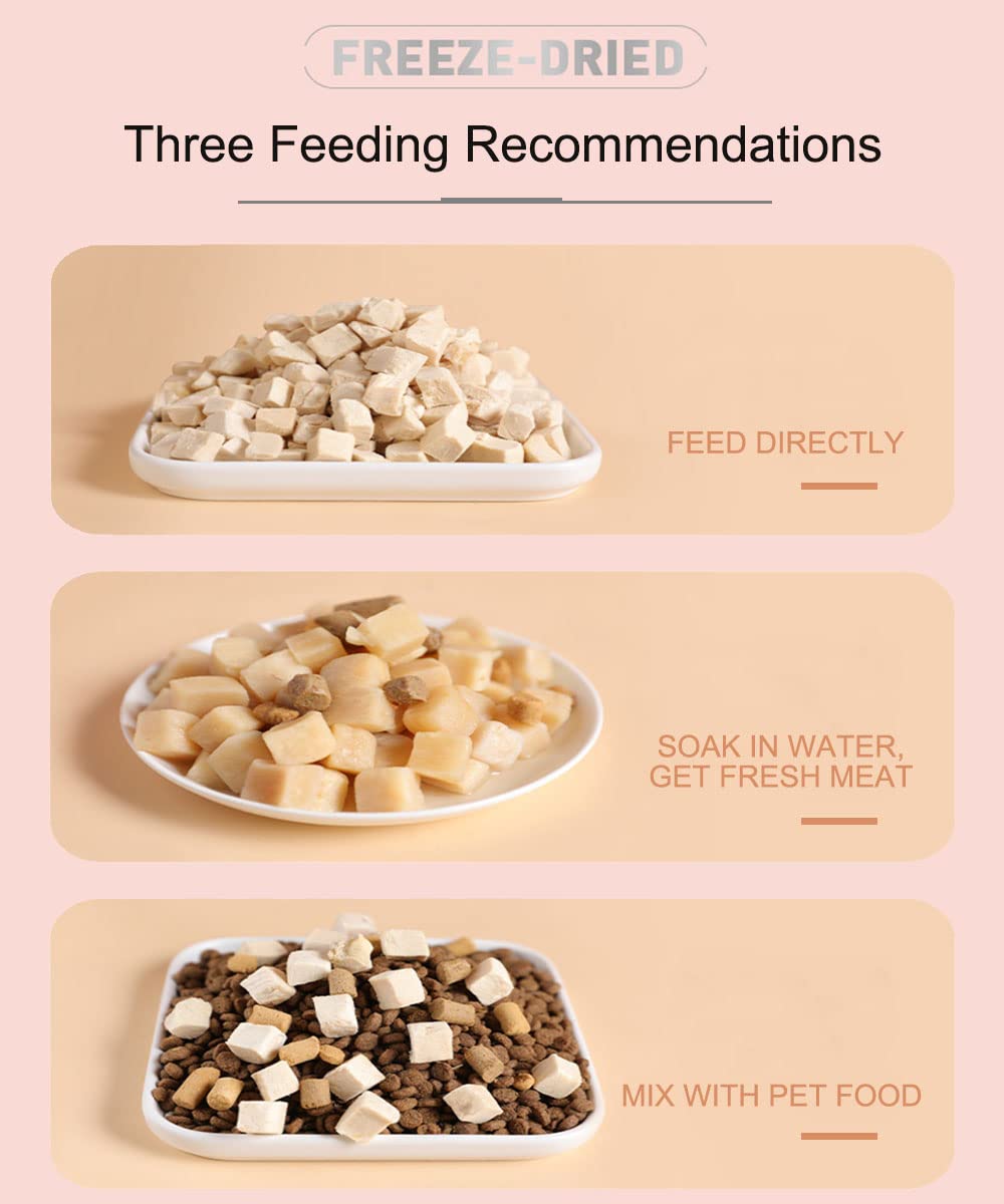 BNYEE Freeze Dried Chicken Cat & Dog Treats -8OZ Chicken Meat - High Protein, Bite-Sized, Training Treats Snacks (Chicken)