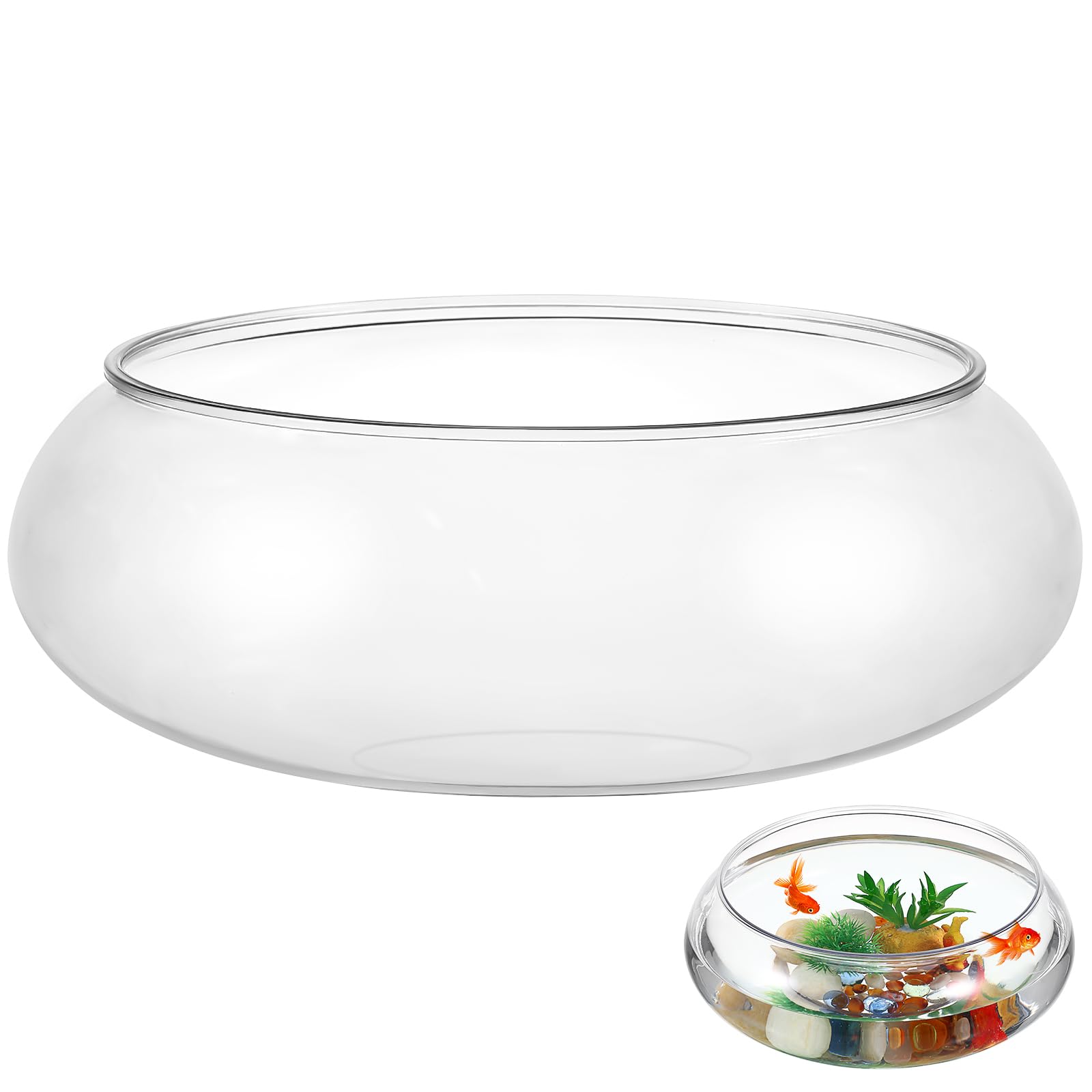 Desktop Goldfish Tank, 2800Ml Transparent Aquarium Tank 9.5 Inch Multi-Function Plastic Betta Tank, Office Decor, Unbreakable, I