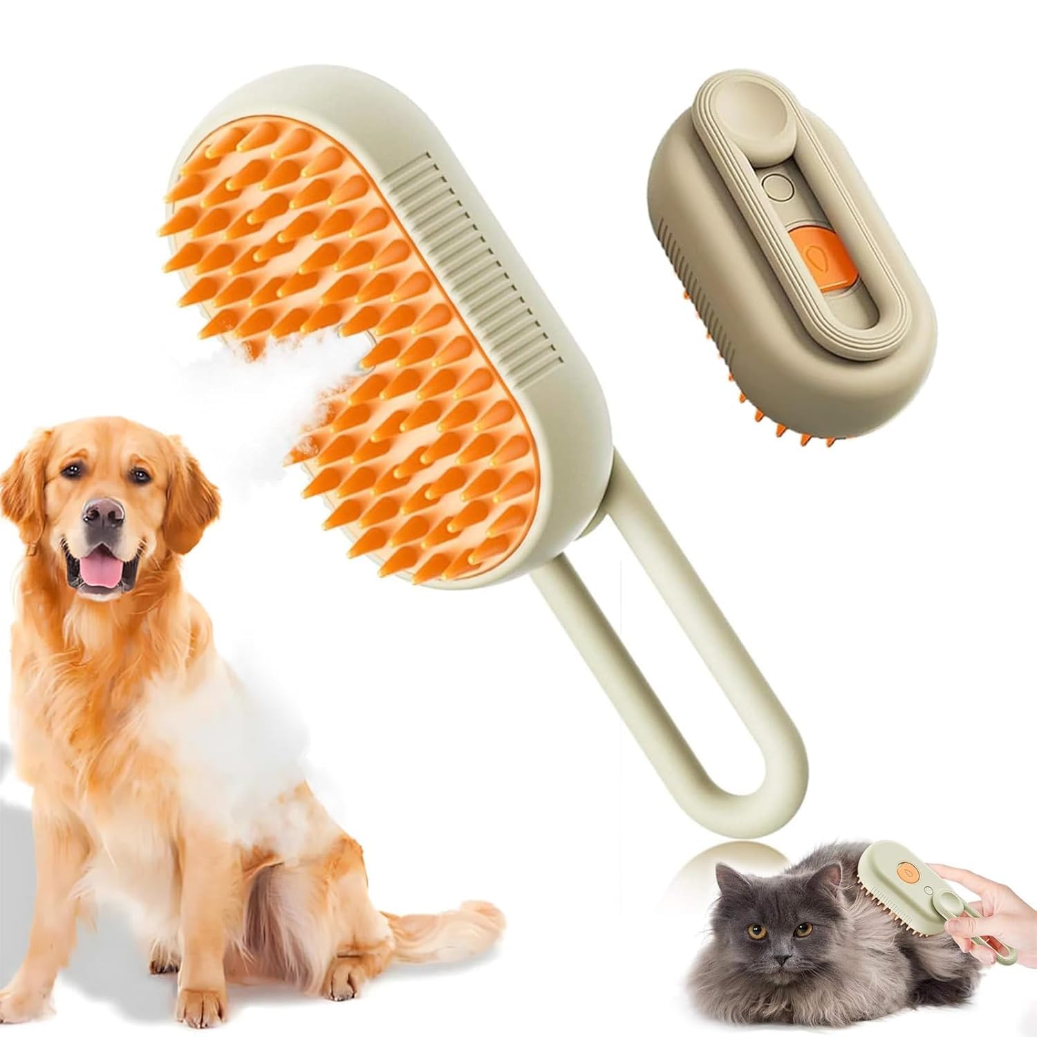 Stodern Multifunctional Pet Steam Brush For Dogs And Cats, OneTouch Spray 3In1 Hair Removal Comb For Bathing, Cat Brush For S