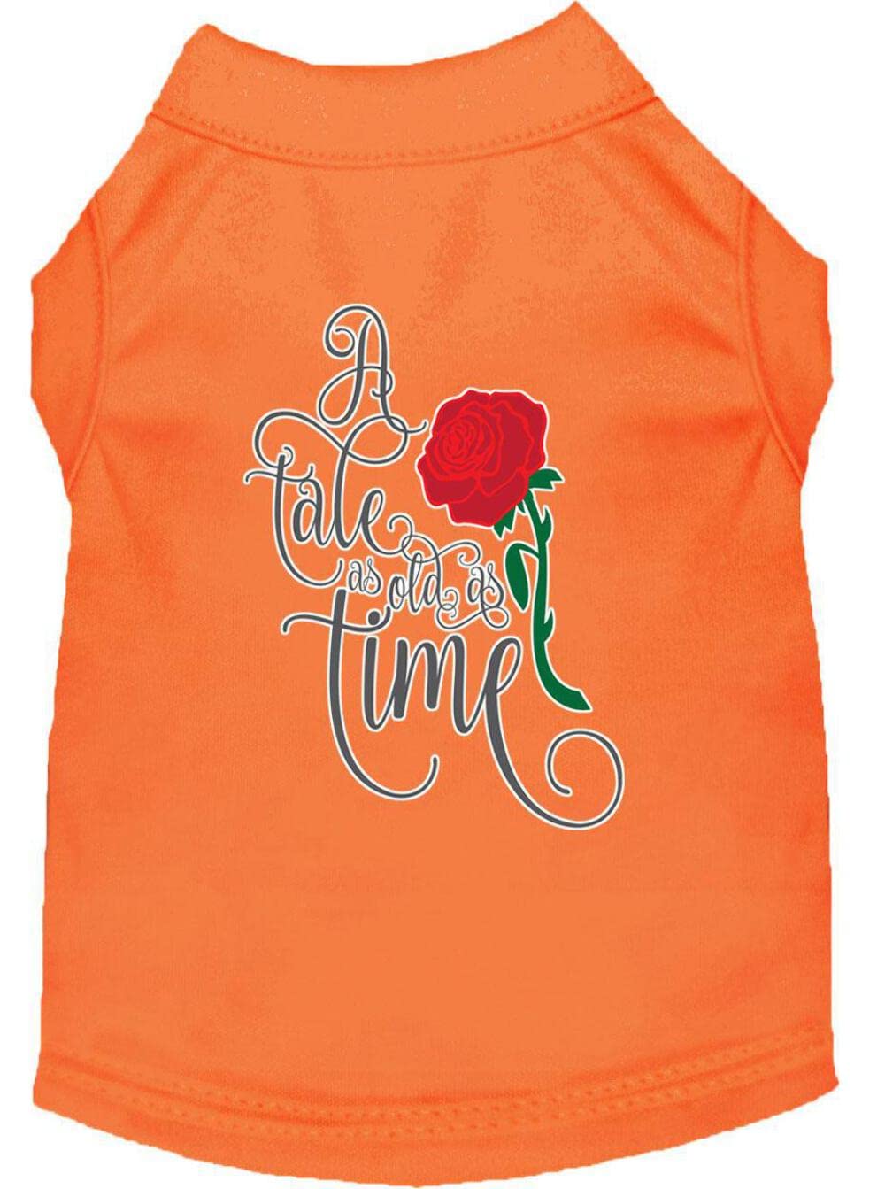 Pet Dog & Cat Shirt Screen Printed, "Timeless Tale" Orange XS (0-3 lbs.)