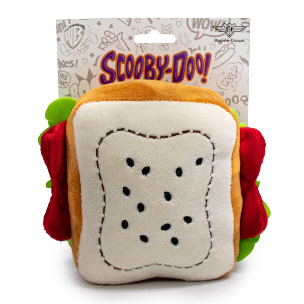 Buckle-Down Dog Toy, Plush Squeaker Scooby Doo Sandwich, Multi Color, 6' X 6', Dtpt-Sdbe