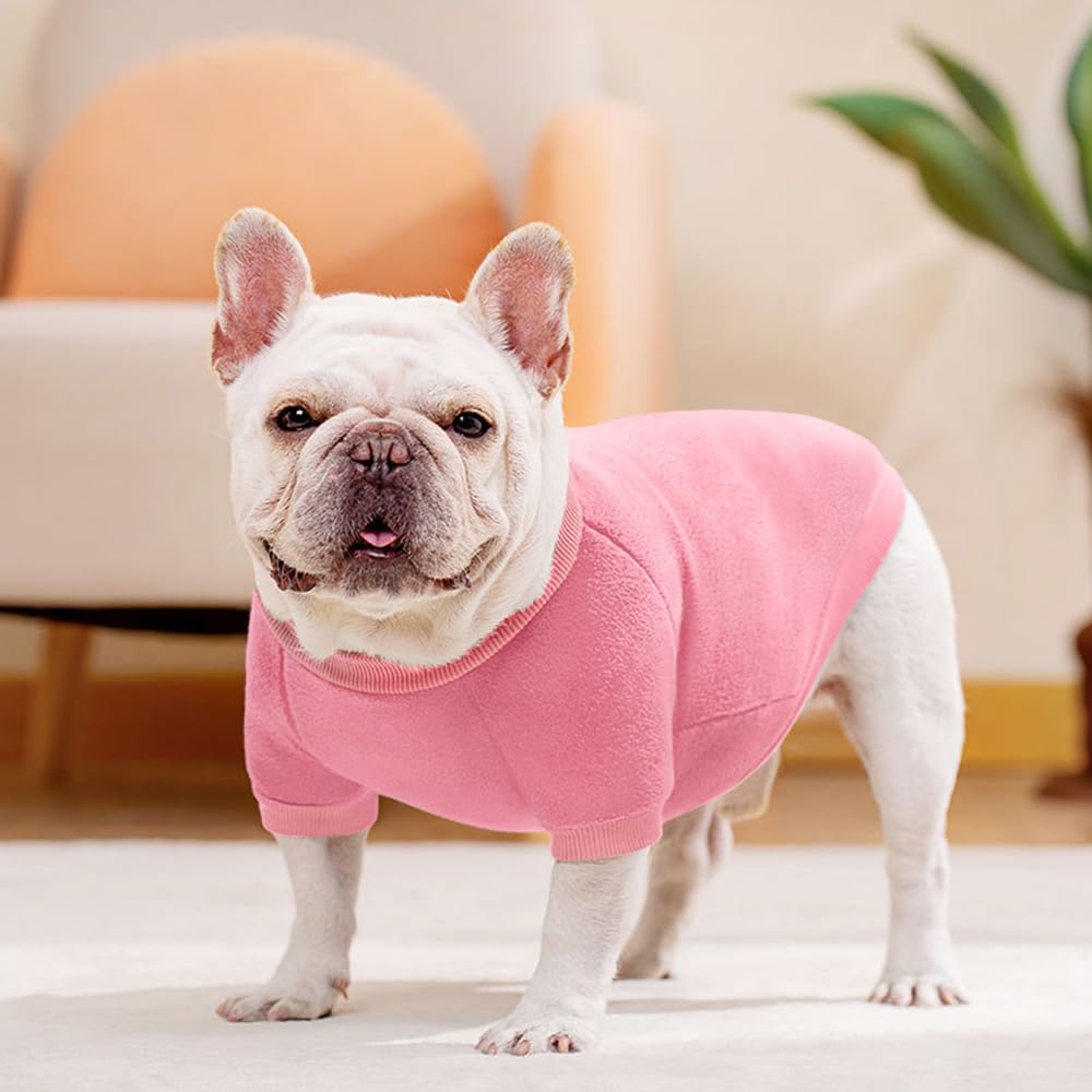 Idepet Dog Fleece Sweater - Soft Puppy & Cat Pullover Sweatshirt - Warm Winter Shirt (Small, Pink)