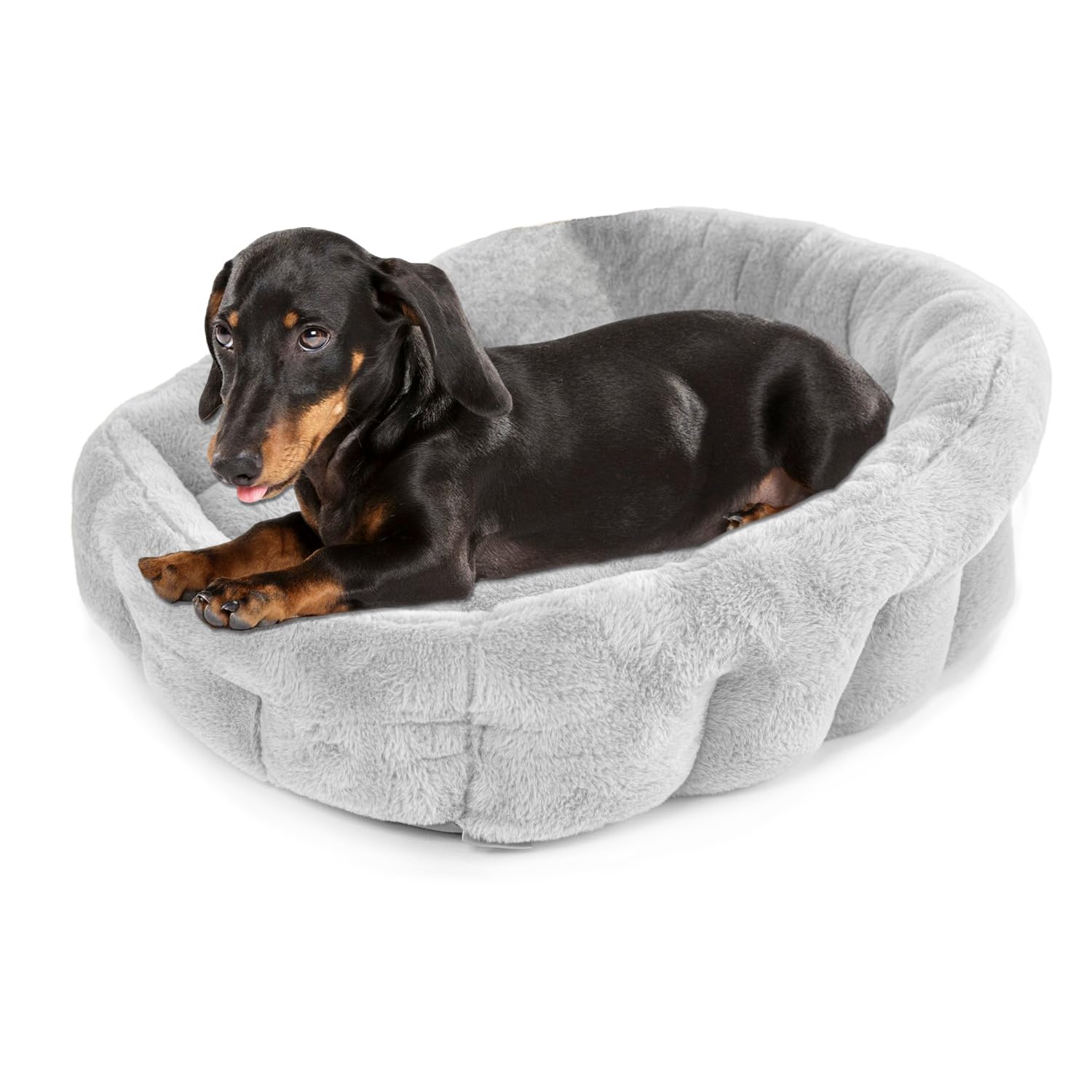 Kindtail Medium Orthopedic Dog And Cat Bed - Faux Fur Luxury Cuddler For Pets Under 25Lbs, Comfortable Waterproof Material With 