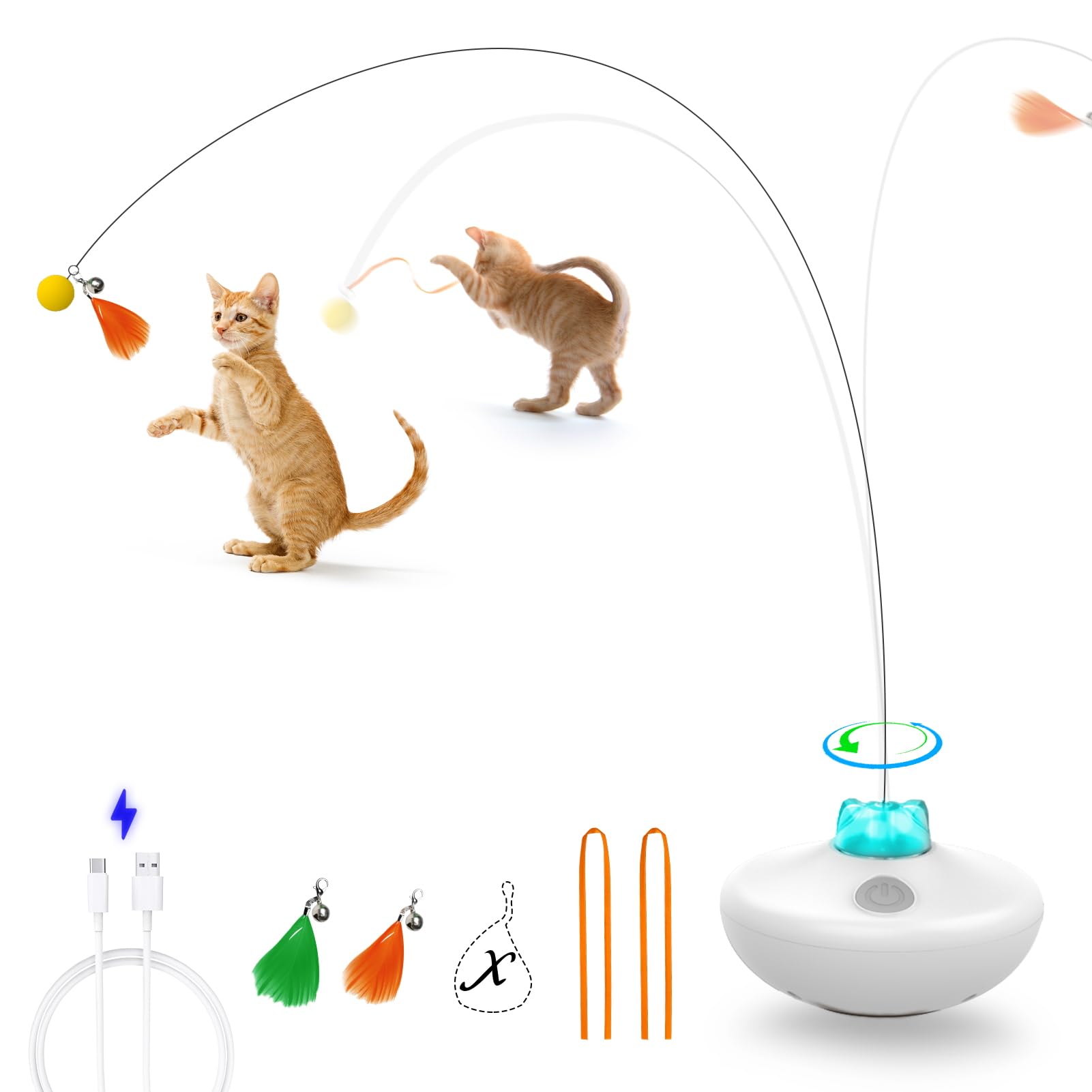 Oxawo Interactive Cat Toys Cat Exercise Tumbler, Rechargeable Cat Toys for Indoor Cats Spin Butterfly Game Teasing Kitty, Extra