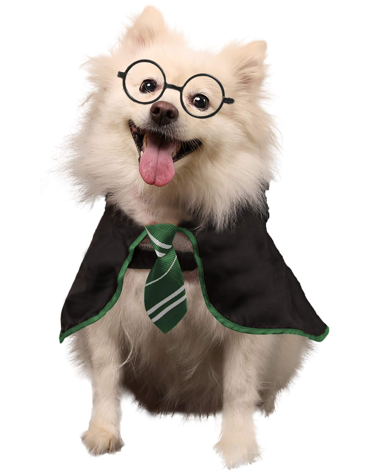 Coomour Halloween Dog Costume Wizard Pet Shirt Funny Cat Clothes For Dogs Cats Clothing Outfits With Glasses (Medium,Green)