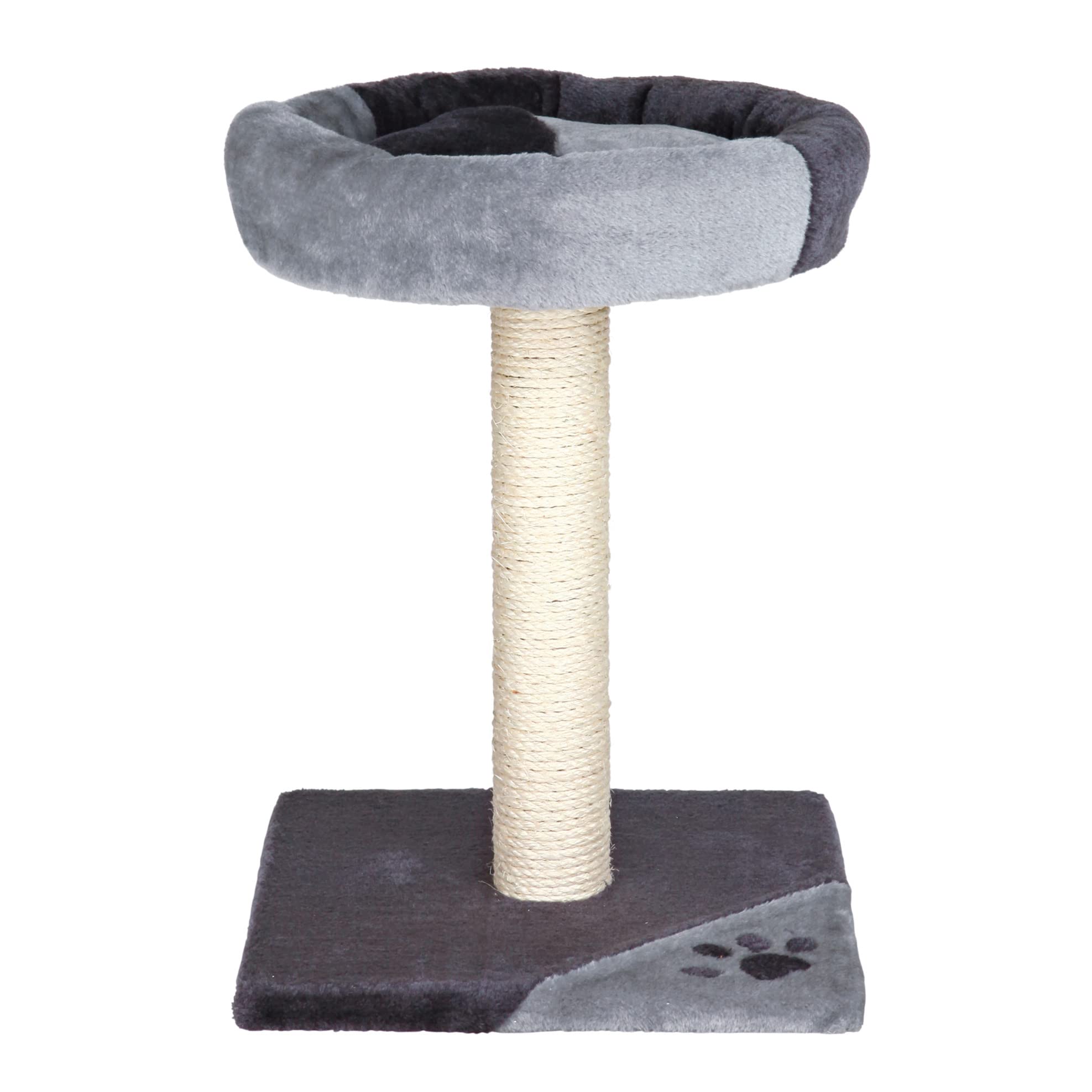 Trixie Tarifa Cat Scratching Post 20.5 Inch - Cat Scratcher With Soft Fabric Covering Base And Durable Sisal Rope - With Padded Platform - In Gray/Black