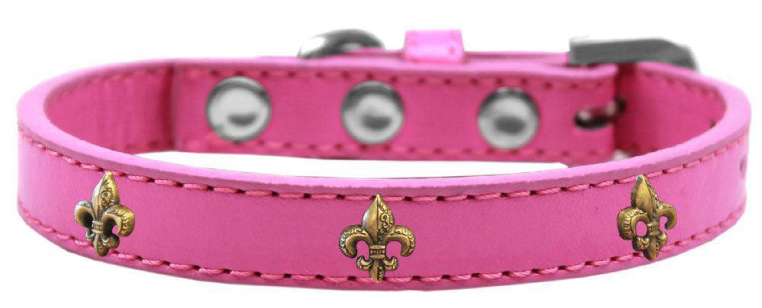 Dog, Puppy & Pet Widget Fashion Collar, Bronze Fleur De Lis Black 10
