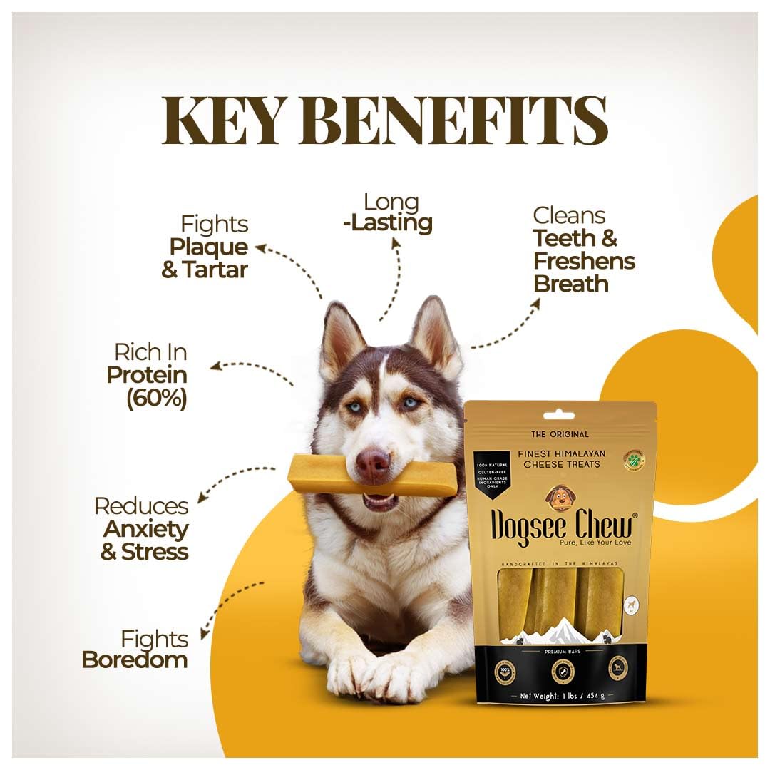 Dogsee Chew Dog Dental Chews | Long Lasting Dog Chews for Large Dogs | Yak Cheese Flavored Himalayan Dog Chew That Will Lower Th