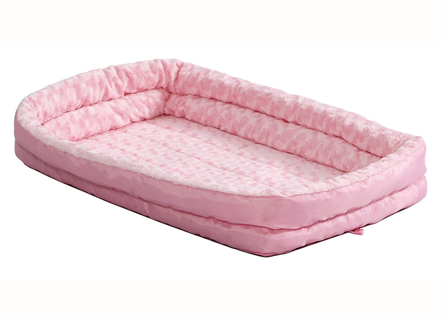 MidWest Homes for Pets Double Bolster Pet Bed, Pink Plush, 18-Inch, Ideal for Toy Breeds, Fits 18-Inch Dog Crates, Model 40318-PS
