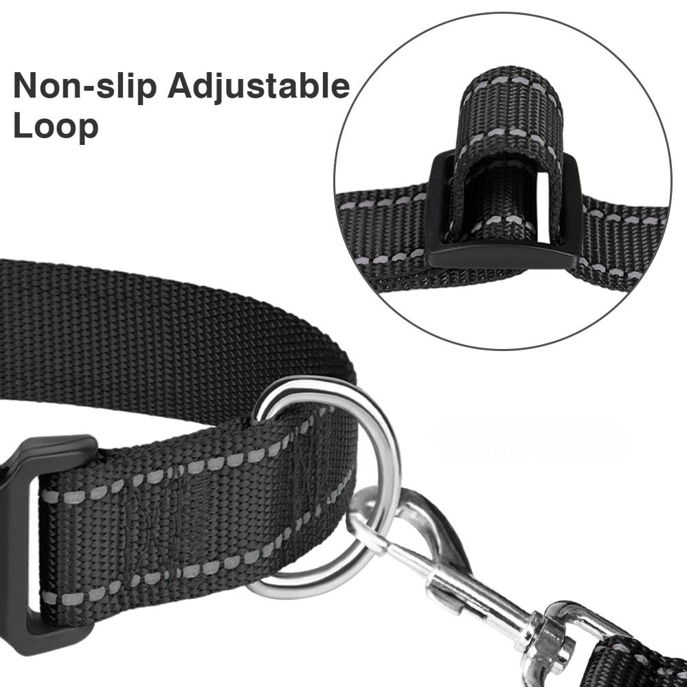 Taglory Reflective Adjustable Dog Collars For Puppy Small Medium Large Dogs, Thin Nylon Webbing And Quick Release Plastic Buckle(Black Medium)