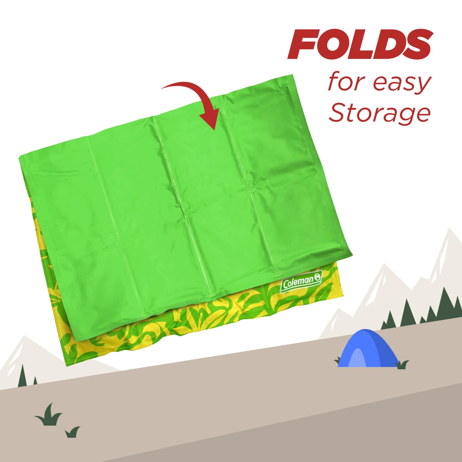 Coleman Small Green Botanical Pattern Reversible Cooling Mat - 18    x 24