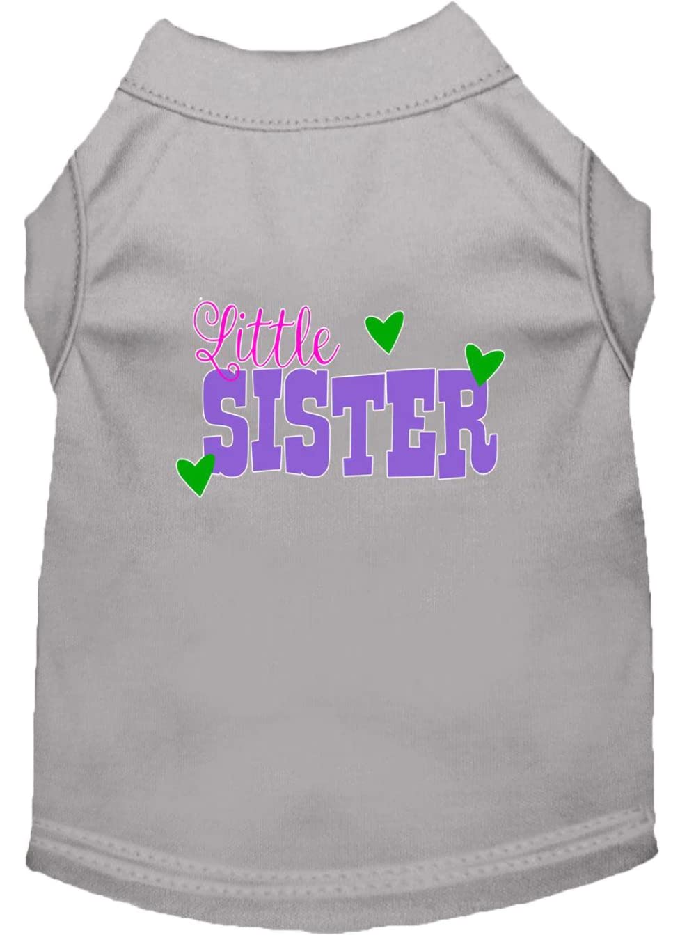 Pet Dog & Cat Shirt Screen Printed, "Little Sister" Gray MD (6-10 lbs.)