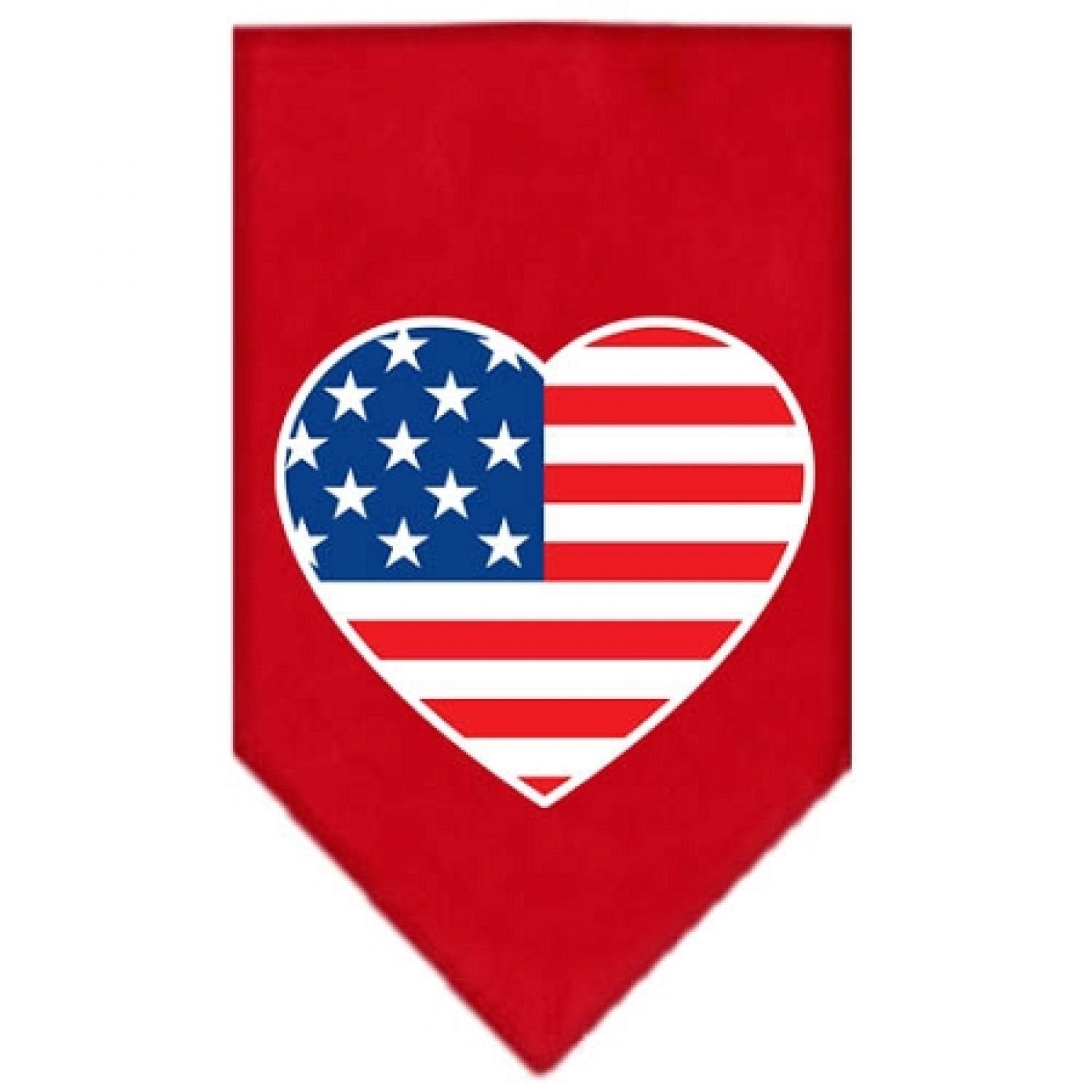 Mirage Pet Products American Flag Heart Screen Print Bandana Red, Small