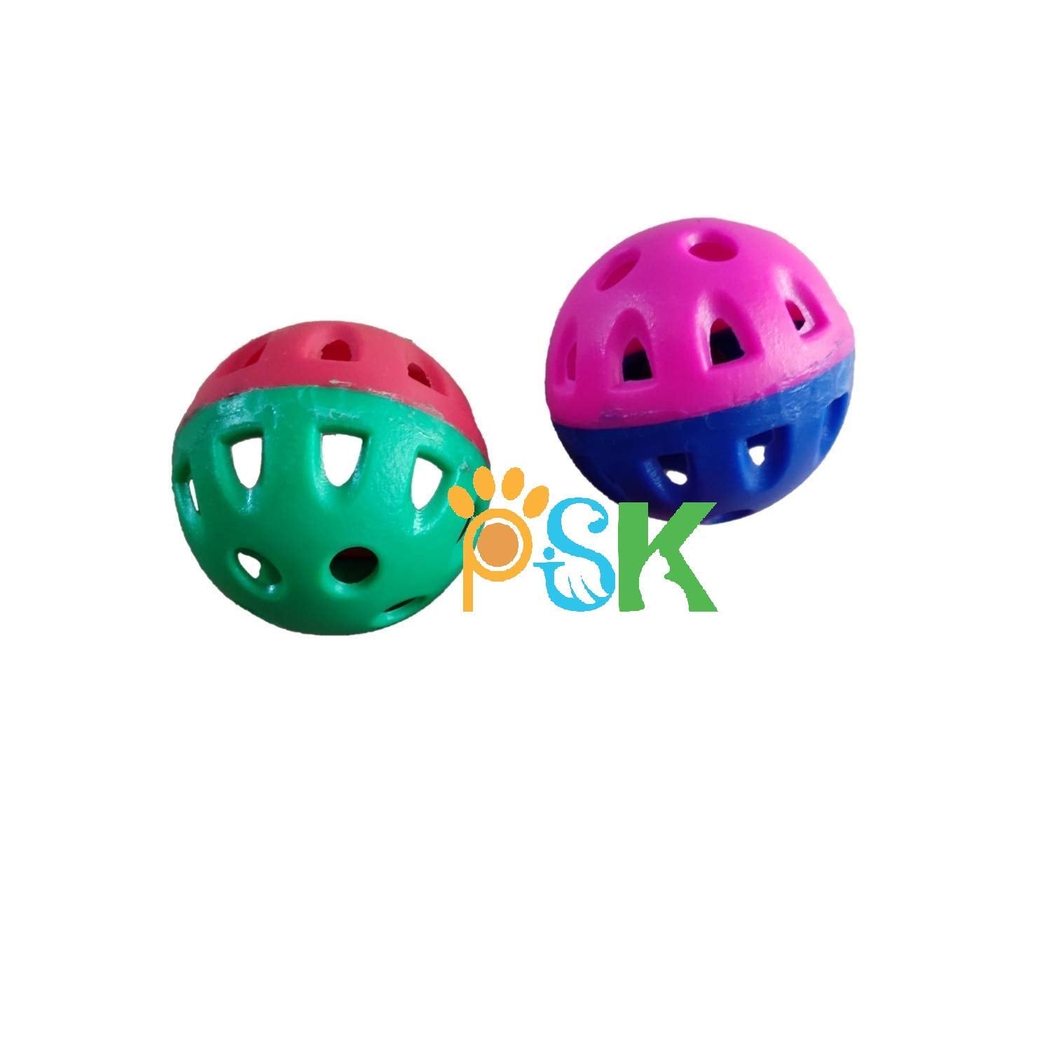 Psk Pet Mart 1.5 Inches Set Of 2 Interactive Kitten Ball Toy With Bell Teaser