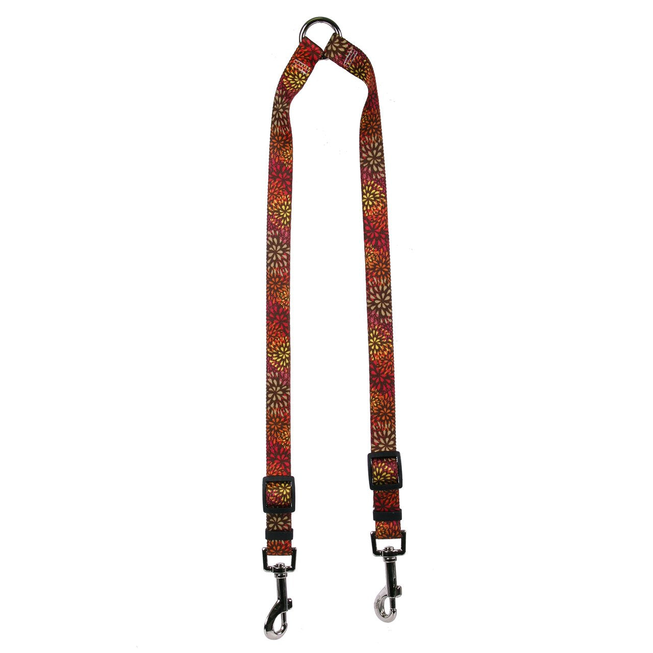 Yellow Dog Design Flower Works Red Coupler Dog Leash 3/4' Wide And 12 To 20' Long, Medium